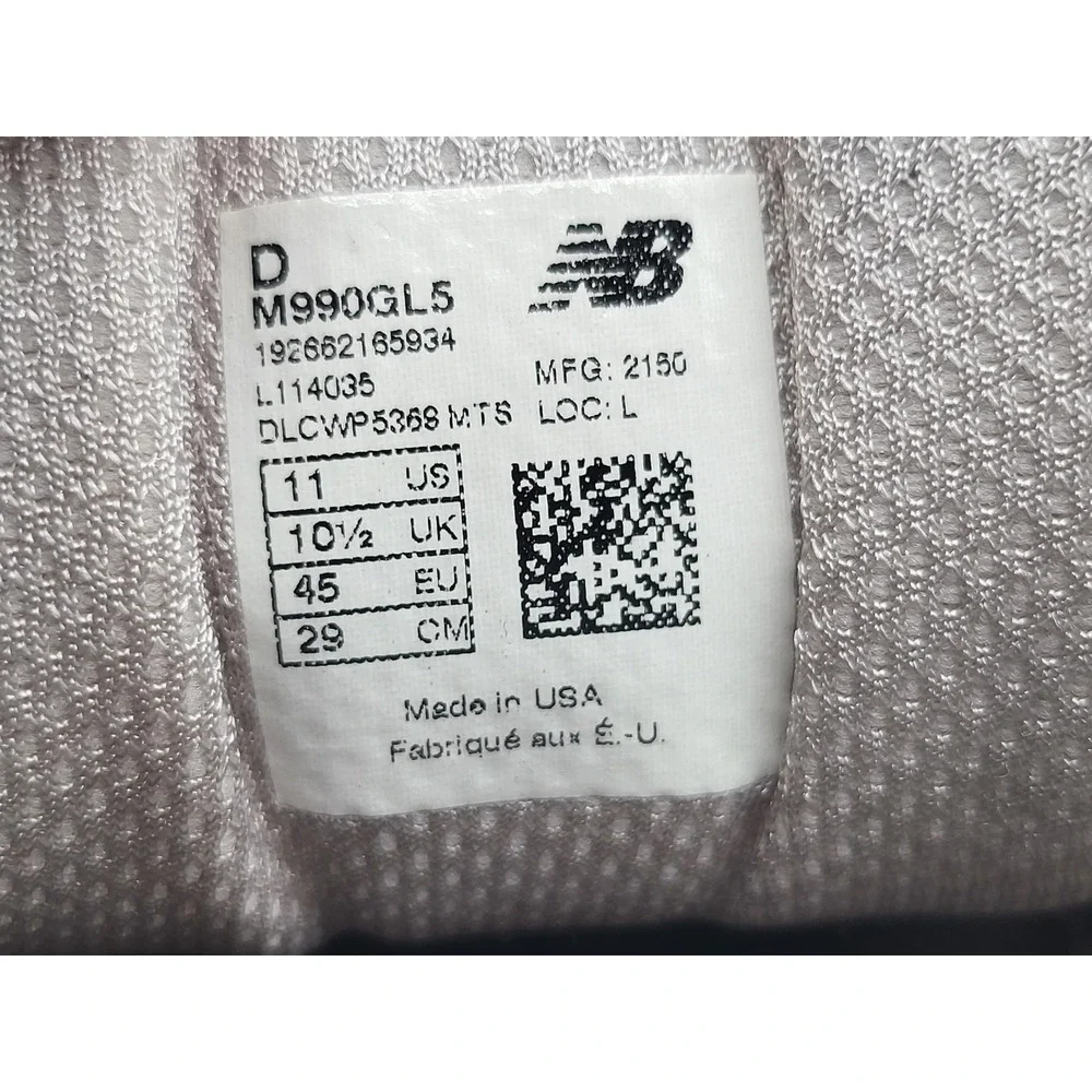 New Balance 990v5 Grey Mens Running Shoes Size‎ 11 M990GL5 Suede Sneakers USA